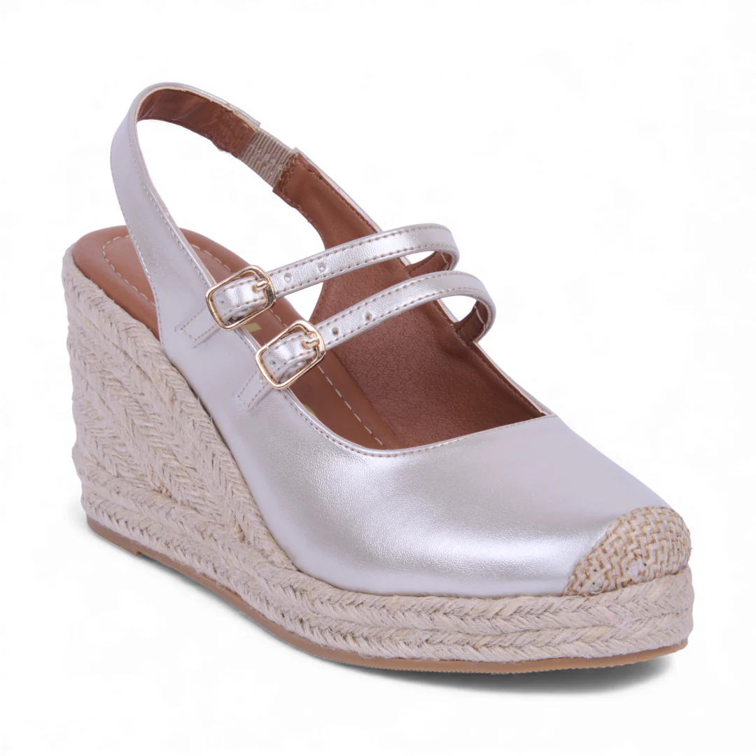 ALPARGATA DE PLATAFORMA ORO CON LÁTIGOS 32237