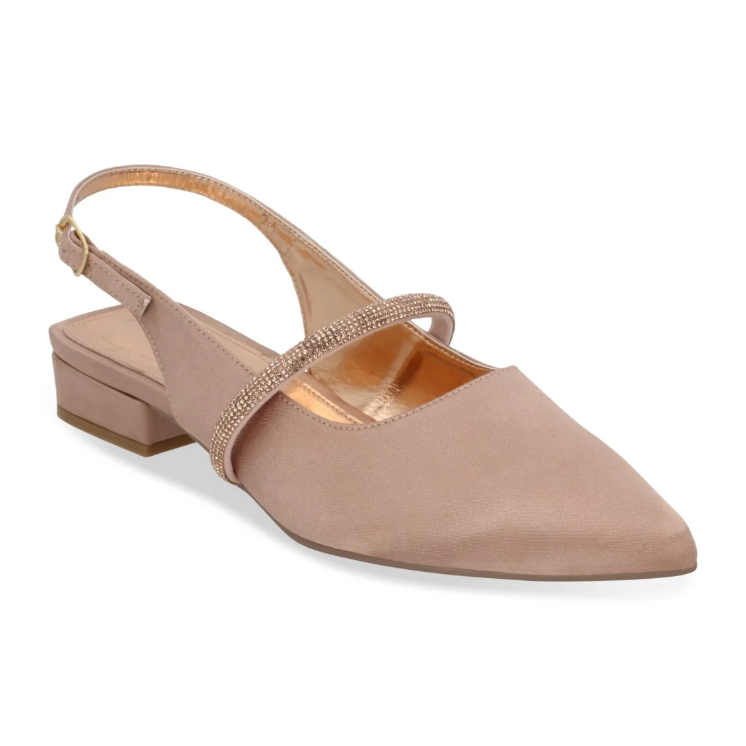 BALLERINA DE TACÓN ORO ROSADO CON TIRA DE BRILLO 48919