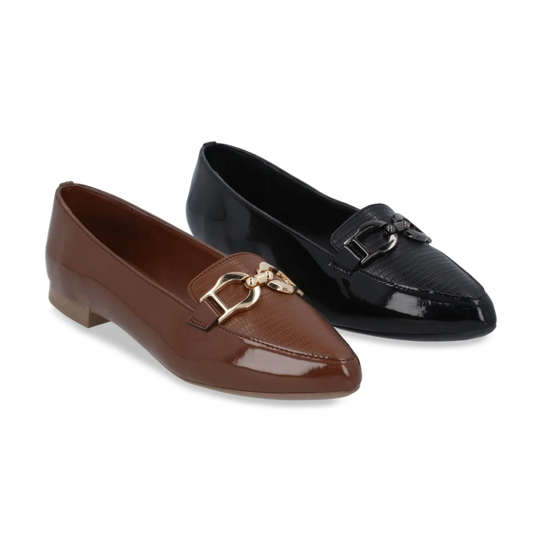 BALERINA CAFÉ Y NEGRO CON HERRAJE DUO 109