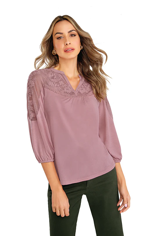 BLUSA DE ENCAJE ROSA 91239