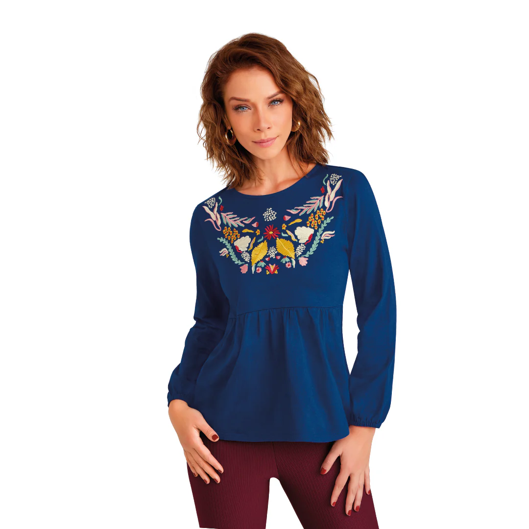 BLUSA MARINO BORDADO MUJER 96217