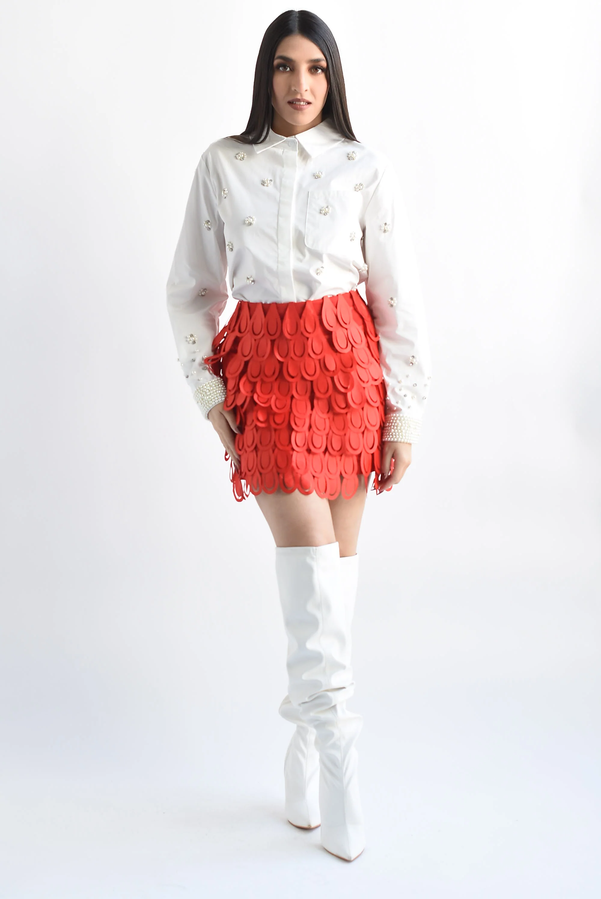 Falda mini pétalos Roja