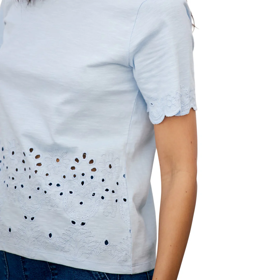 BLUSA AZUL TIRA BORDADA 96242