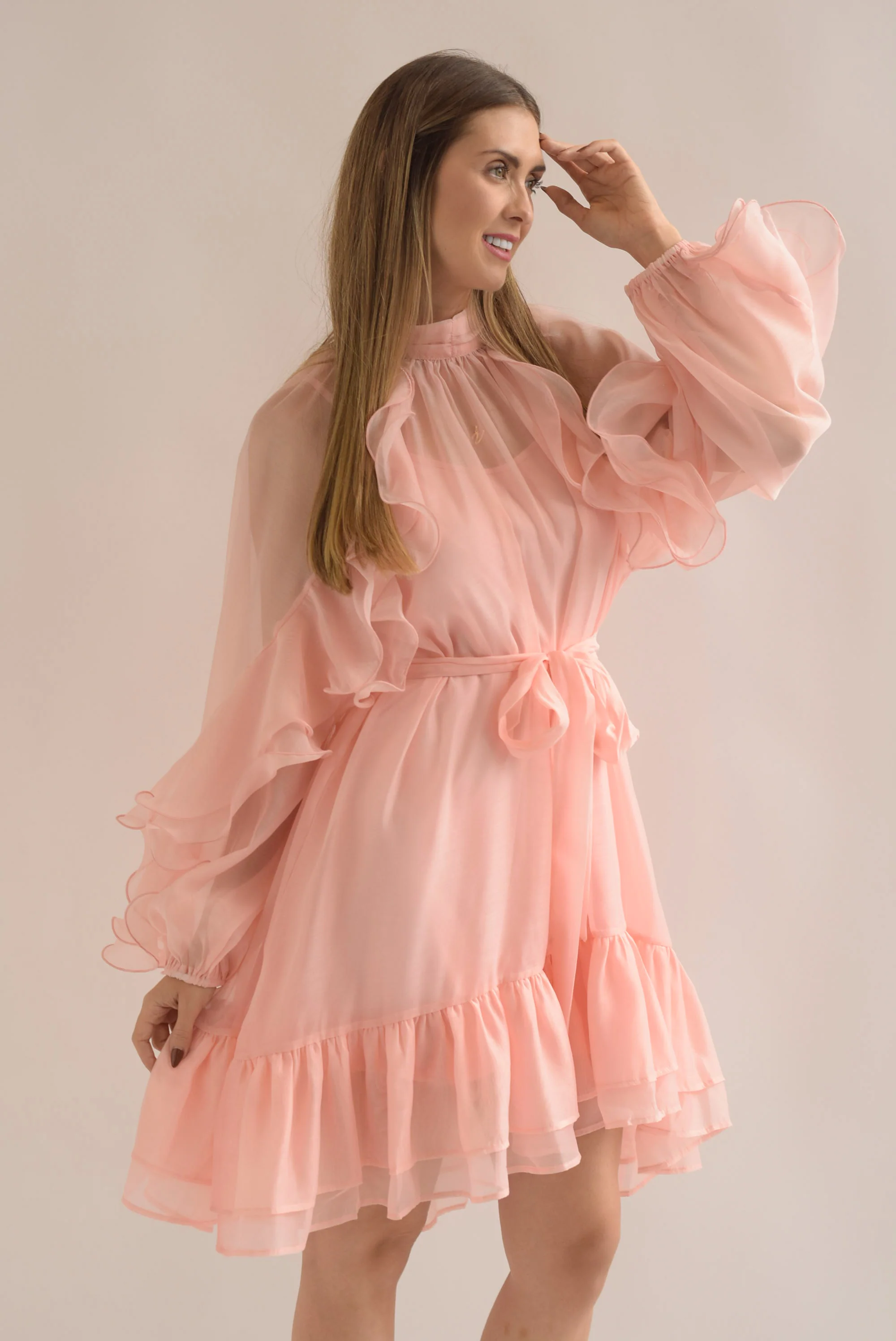 Vestido corto olanes Peach