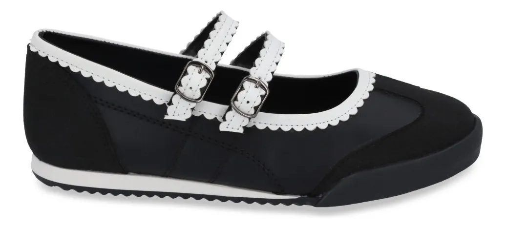 Balerina Deportiva Dama Negro Doble Látigo Y Hebilla 33098