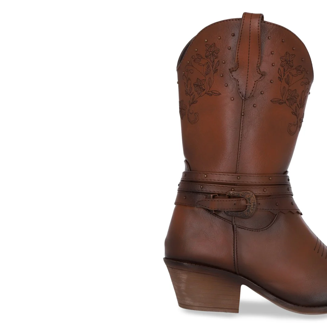 BOTA TIPO WESTERN DE TACÓN COLOR MIEL 04345