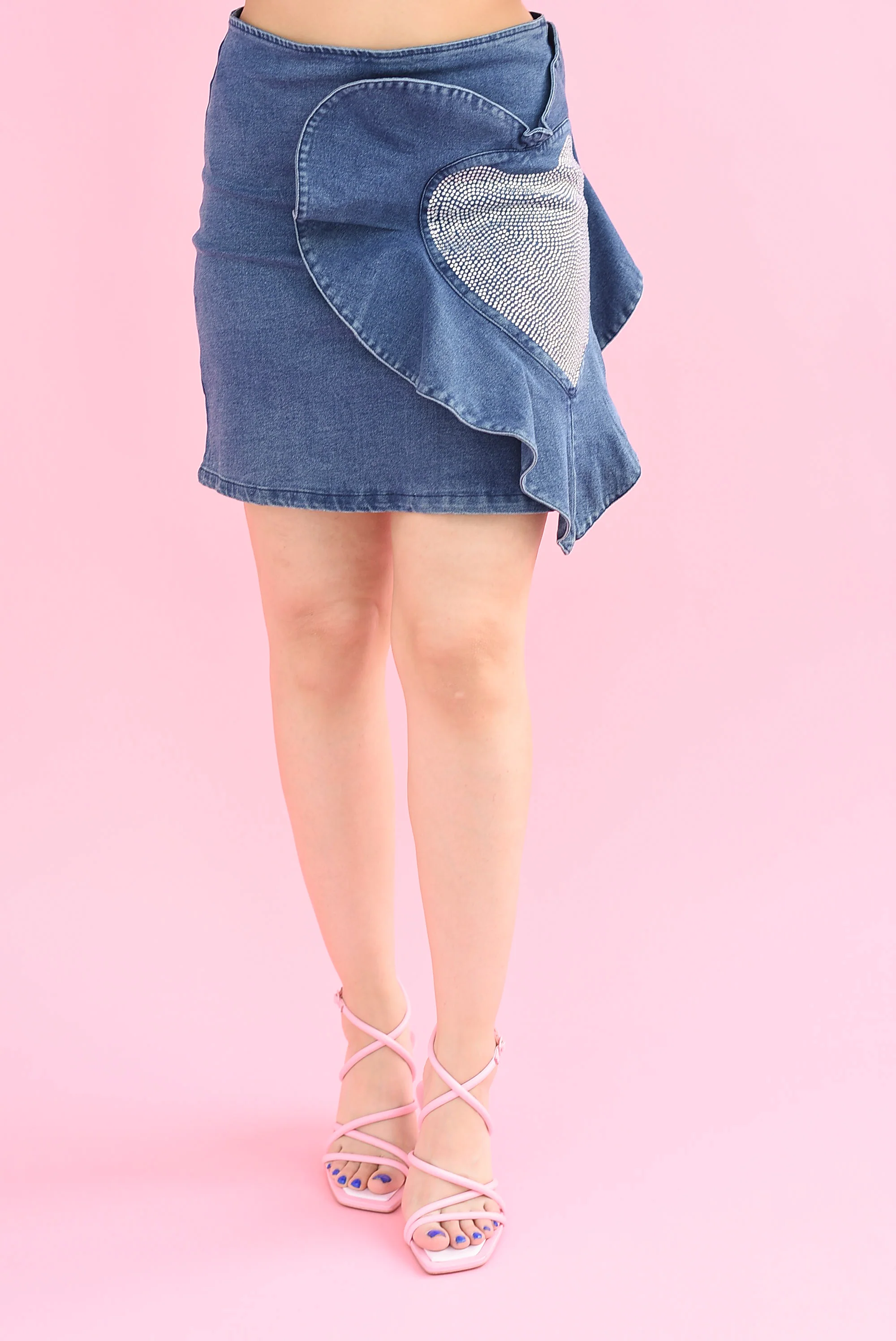 Falda mini corazón olán Denim