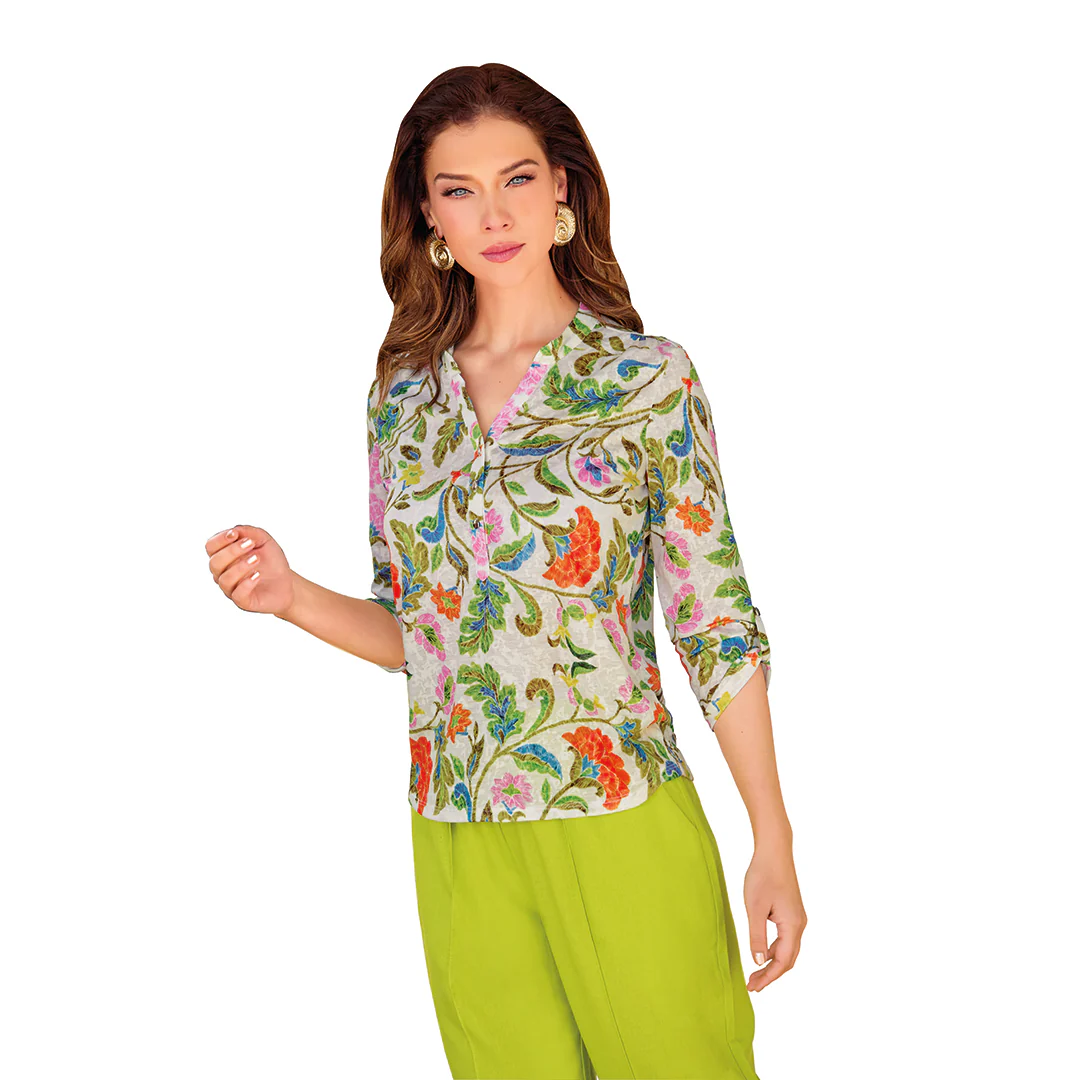 BLUSA MULTICOLOR CUELLO MAO 90494