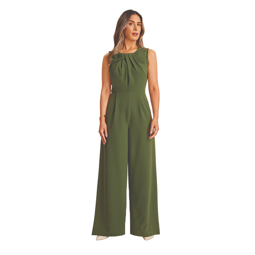 JUMPSUIT VERDE CON DRAPEADO EN FORMA DE MOÑO 99494