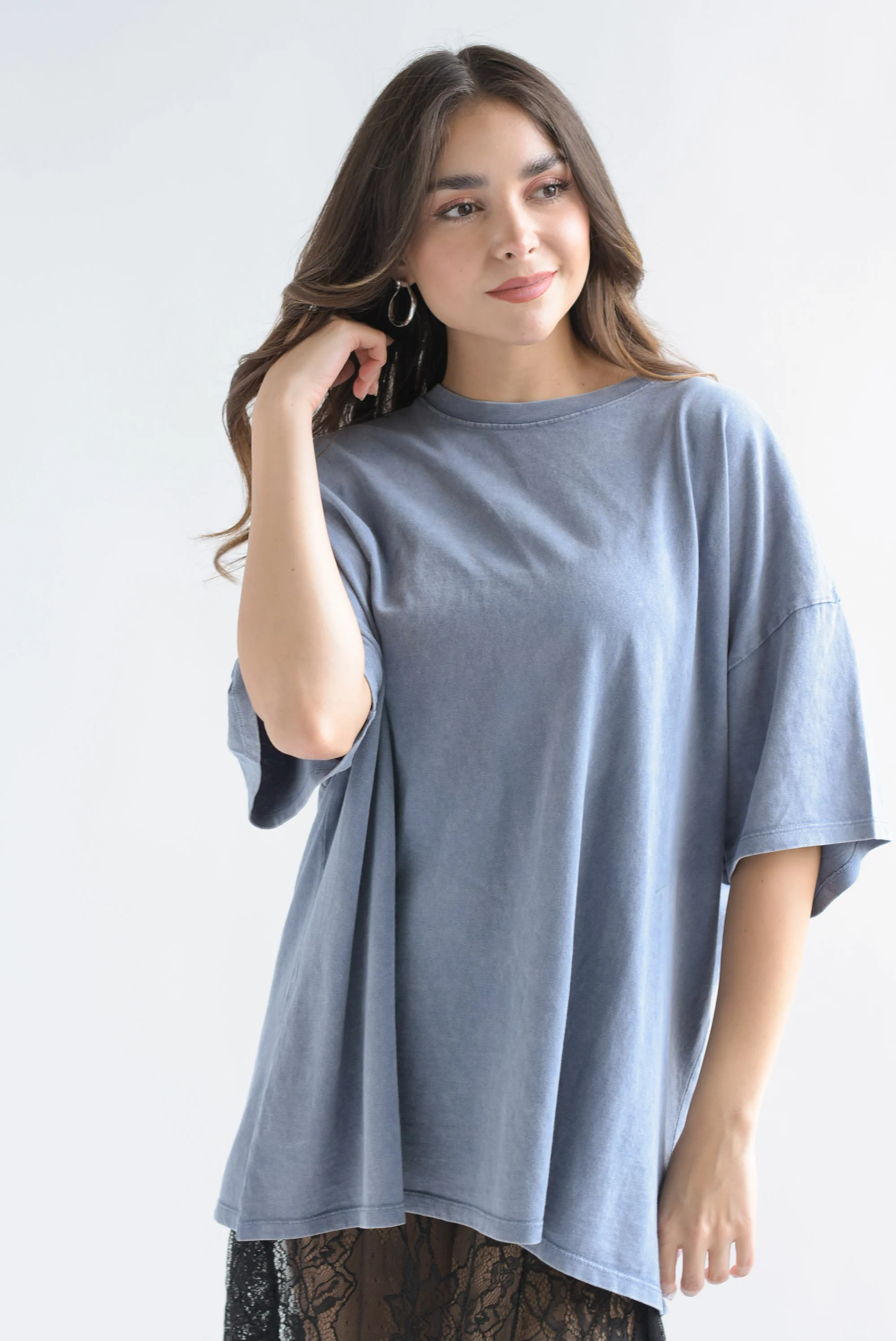 T-Shirt holgada deslavada Azul Denim