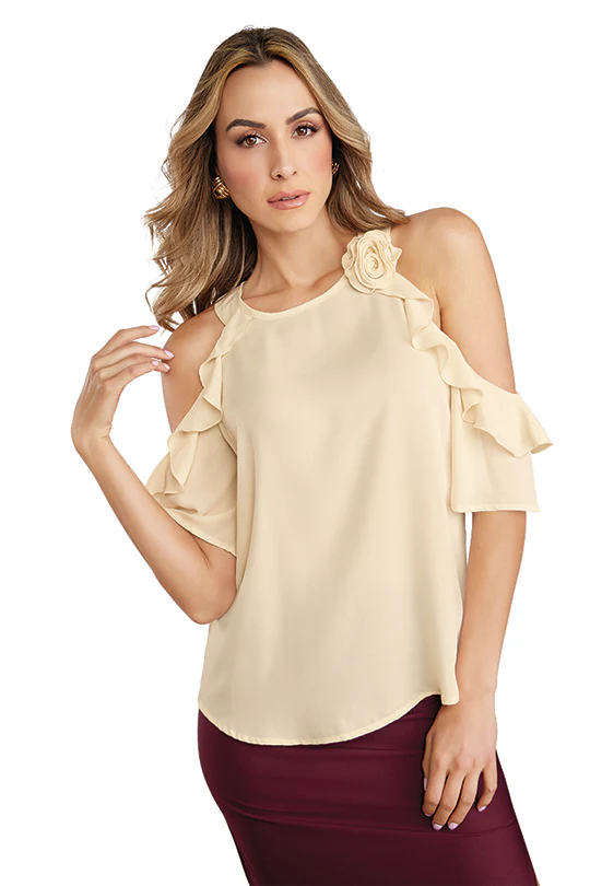BLUSA IVORY CUT OUT SHOULDER 96139