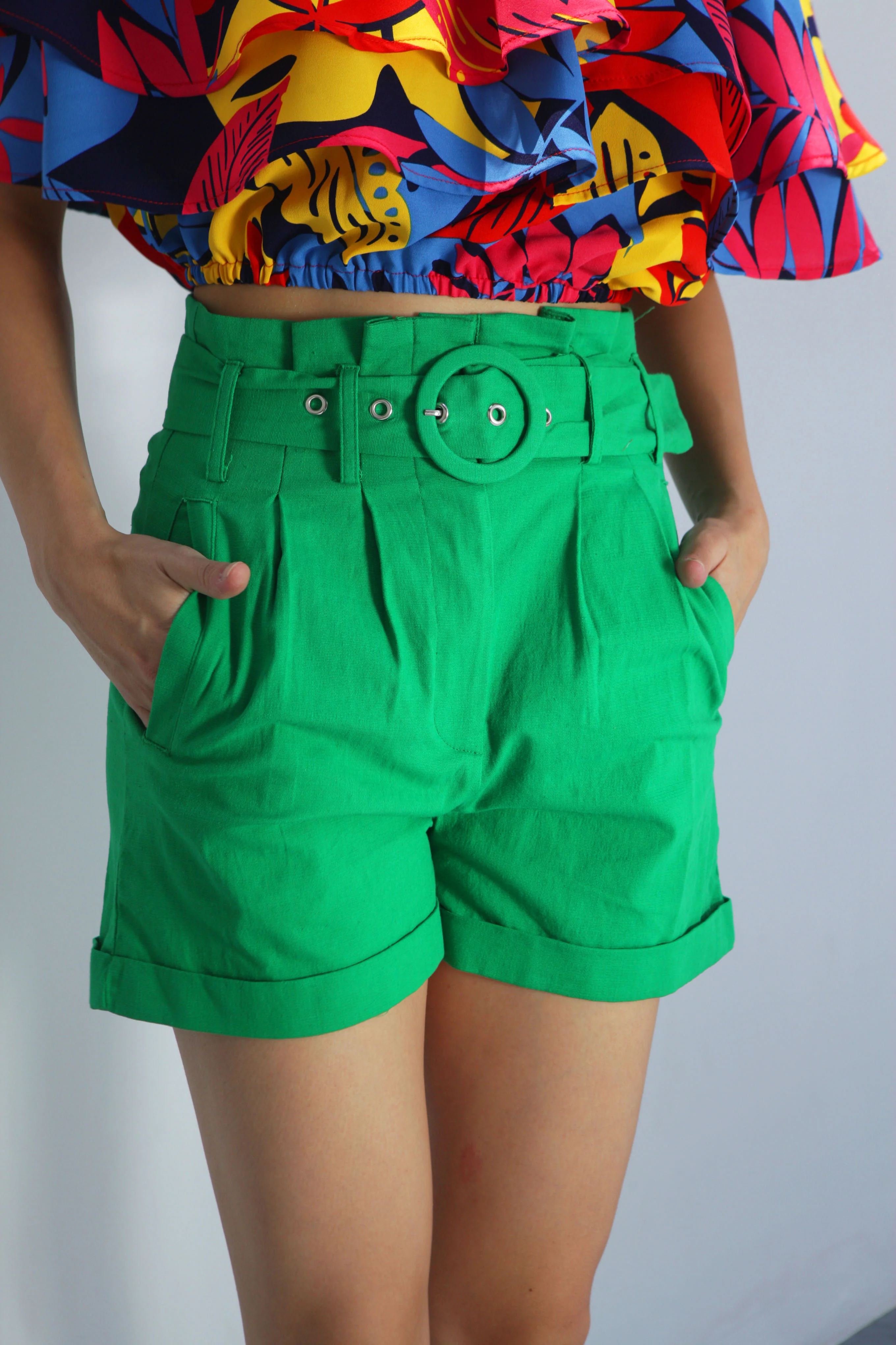 Short paper bag tipo lino Verde