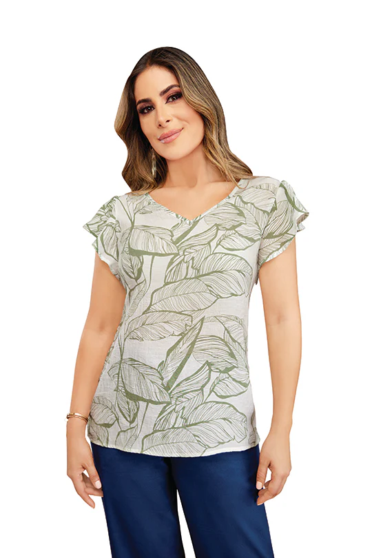 BLUSA MULTICOLOR ESTAMPADO DE HOJAS 91523