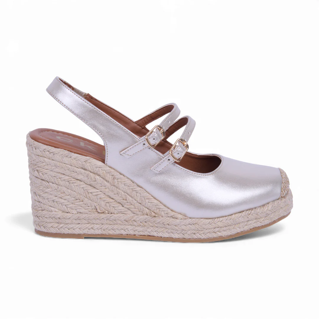 ALPARGATA DE PLATAFORMA ORO CON LÁTIGOS 32237