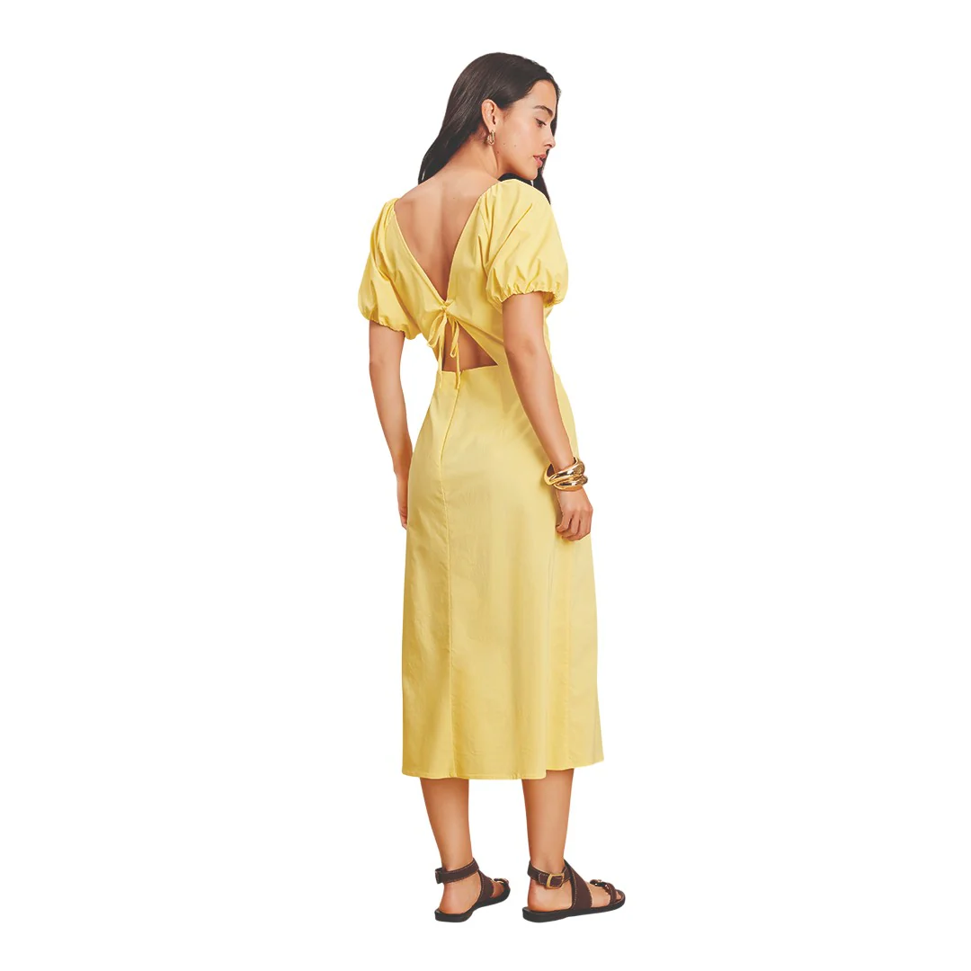 VESTIDO AMARILLO MIDI CON ESCOTE EN ESPALDA 91163
