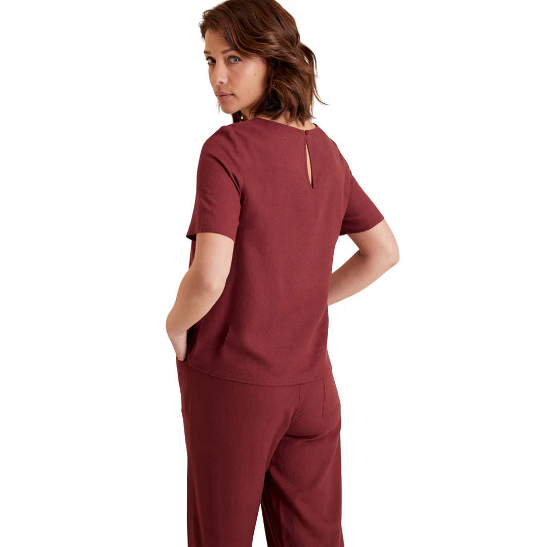 PANTALÓN CAFÉ CON LINO 95751