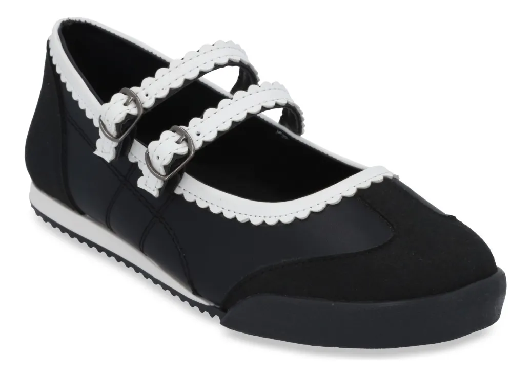 Balerina Deportiva Dama Negro Doble Látigo Y Hebilla 33098