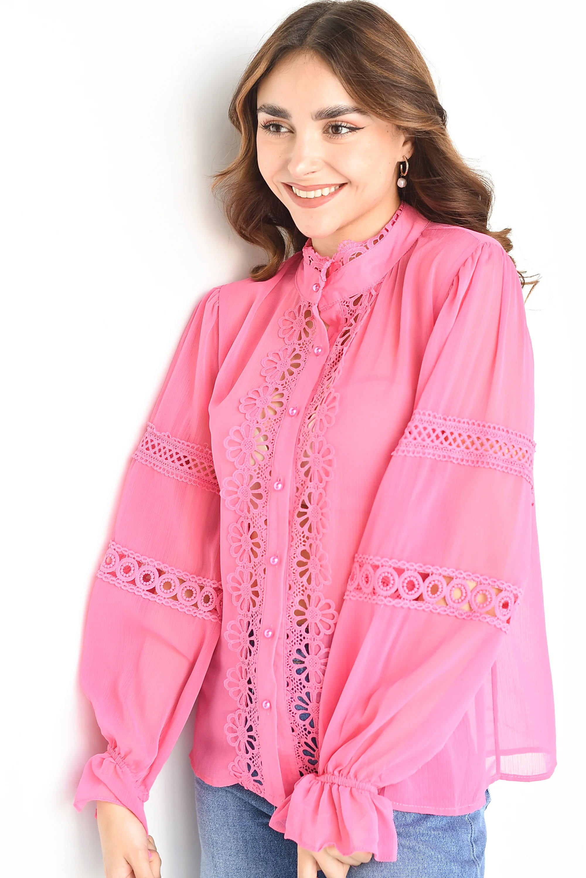 Blusa gasa tira bordada Fiusha
