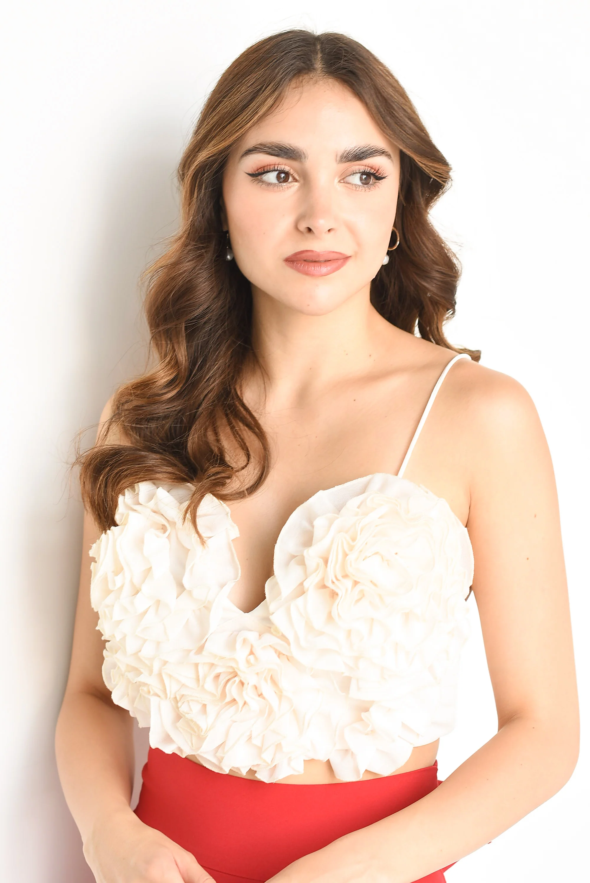 Top corazón escarolas Ivory