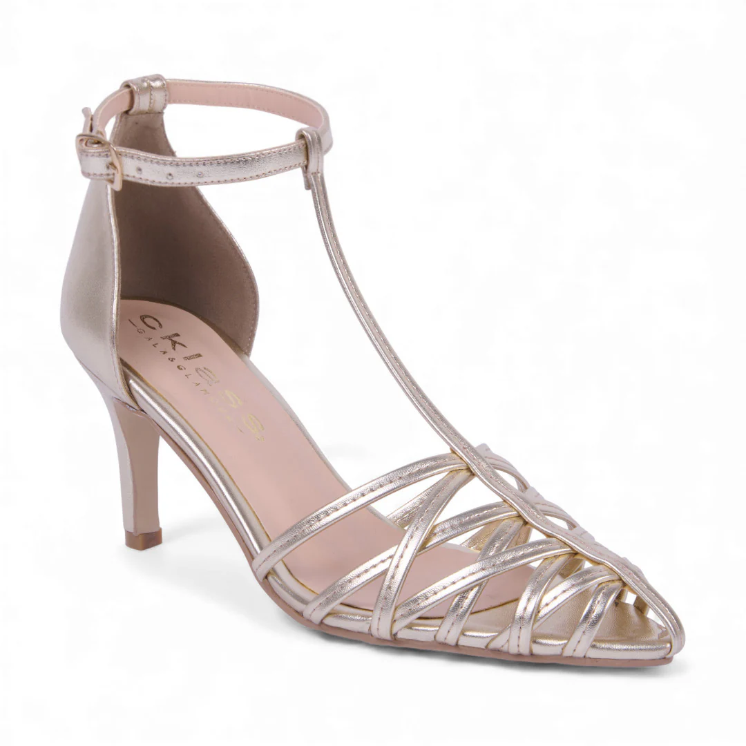 SANDALIA PISO ORO DETALLE CRUZADO 03284