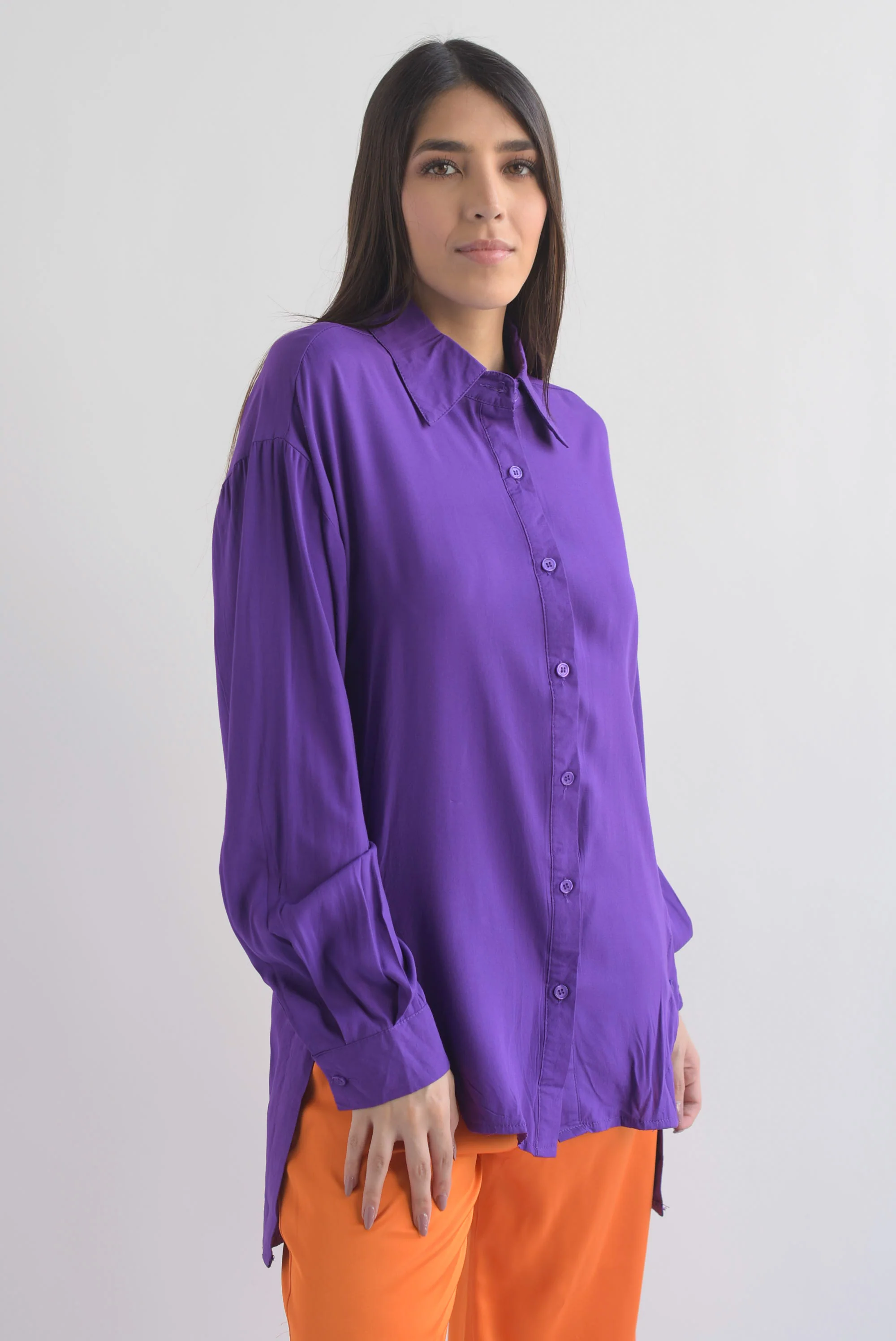 Camisa larga botones laterales