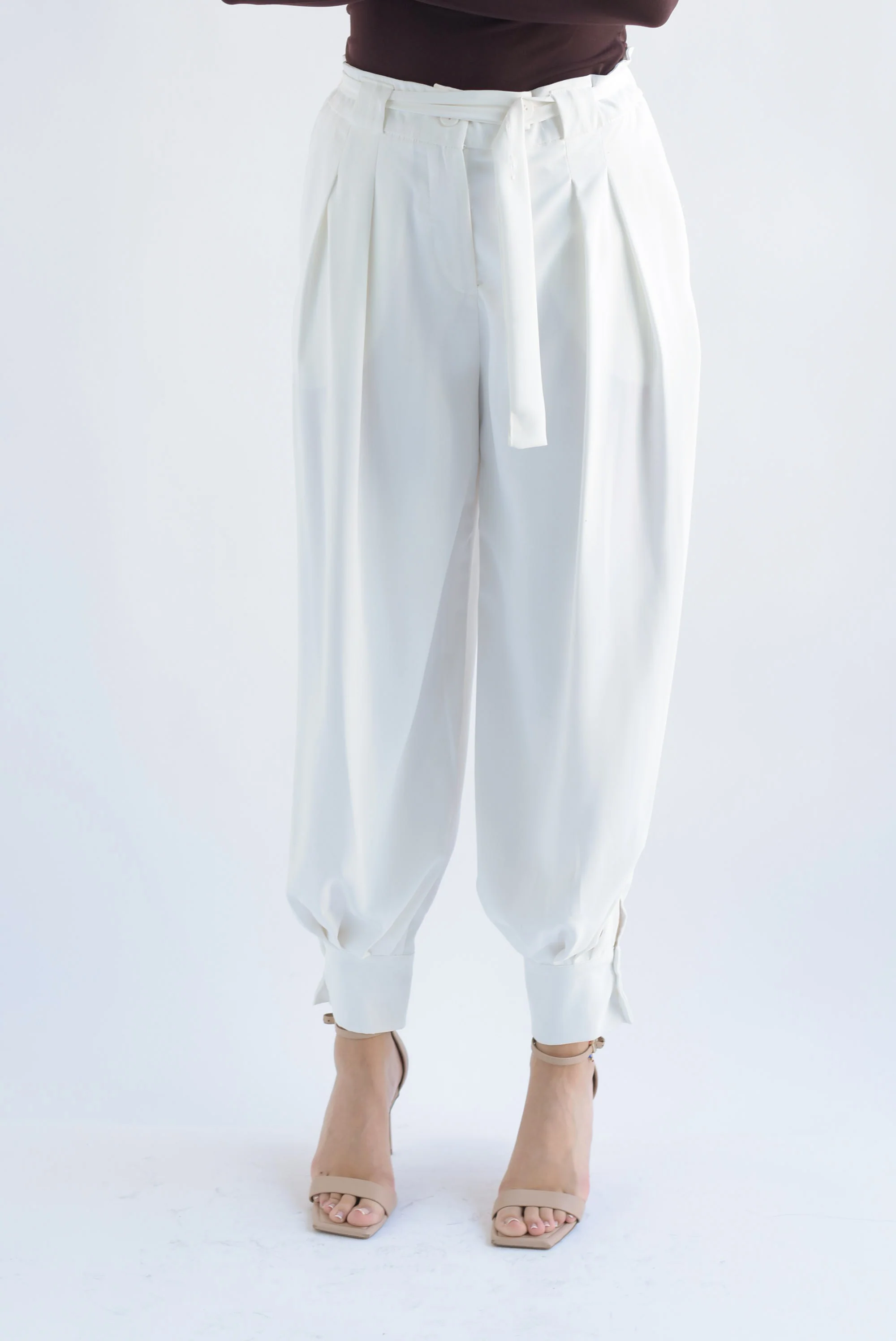 Pantalón globo tobillos anchos Blanco