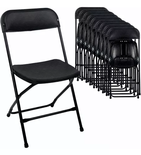 Pack 10 Sillas Plegables Reforzadas Pl��stico Negro