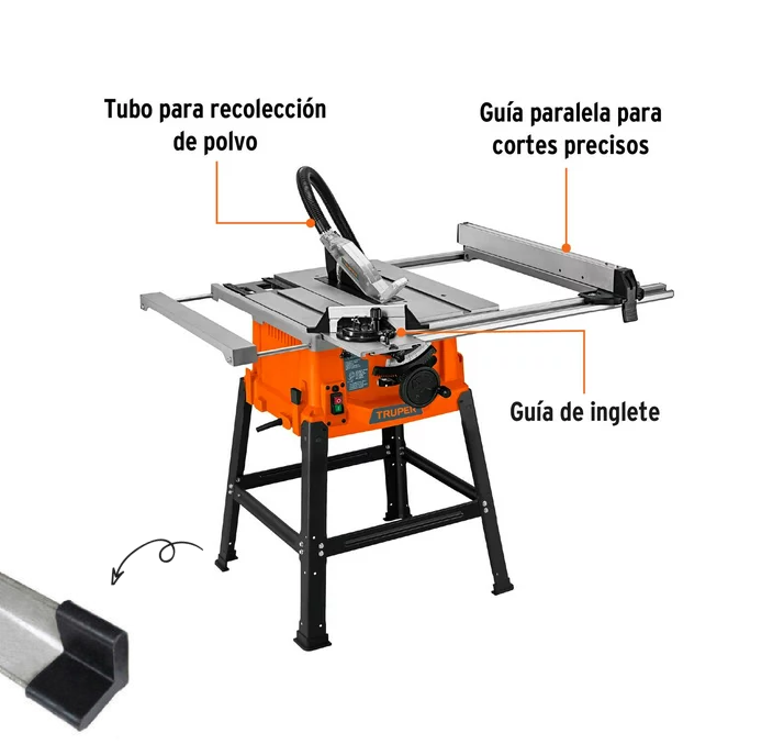 Sierra de mesa 10, con base, 2 1/2 HP TRUPER 101796