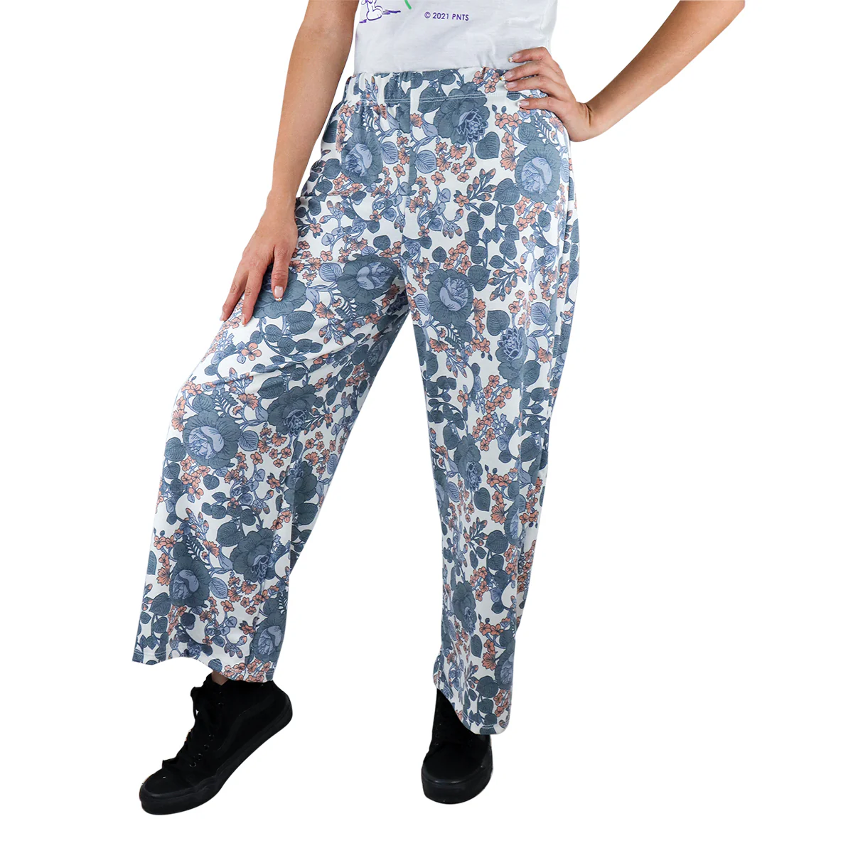 Pantalón Casual color Verde con Estampado de Flores para Dama