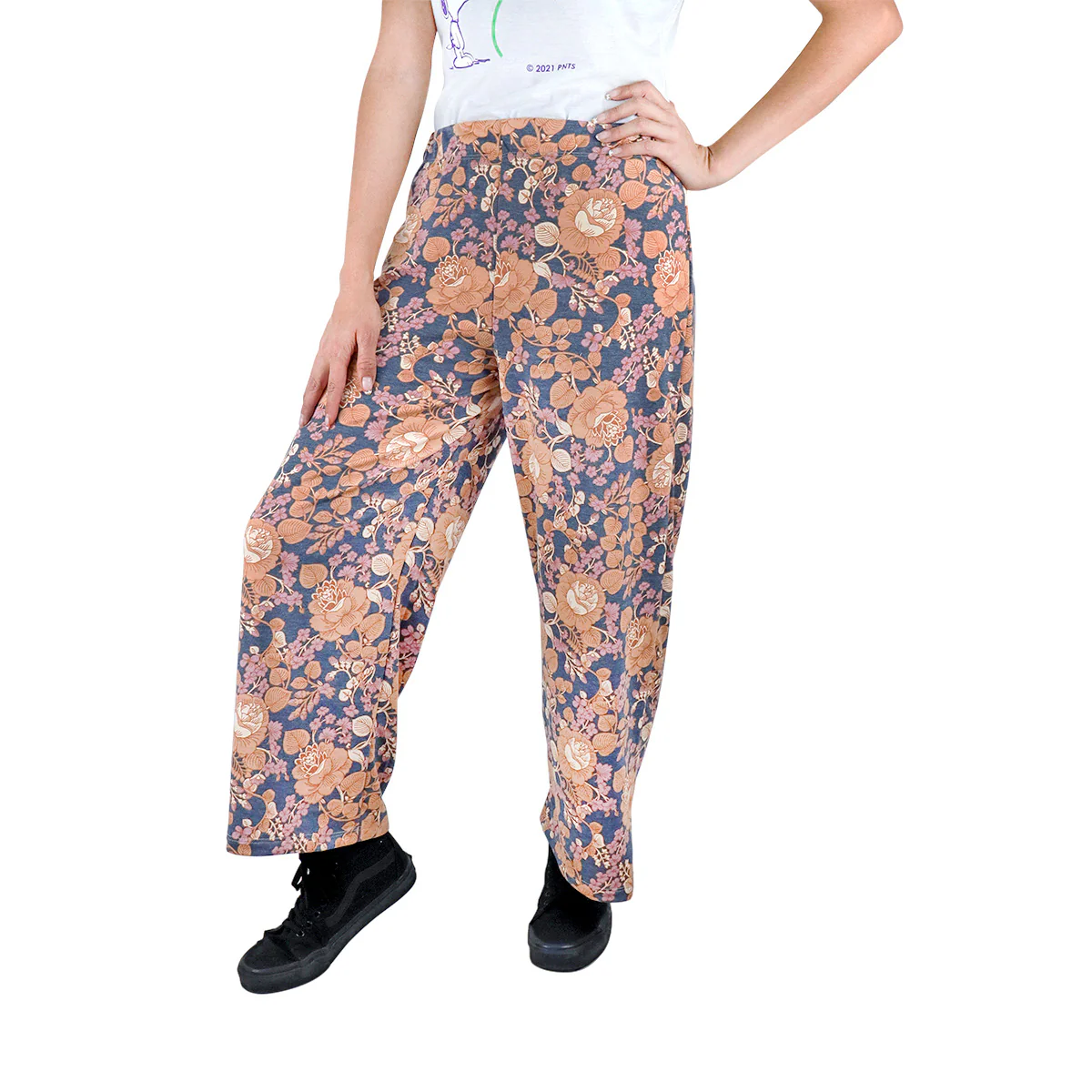 Pantalón Casual color Café con Estampado de Flores para Dama