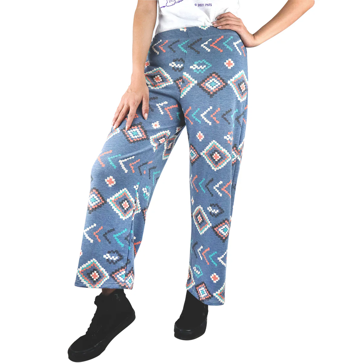 Pantalón Casual color Azul con Estampado para Dama