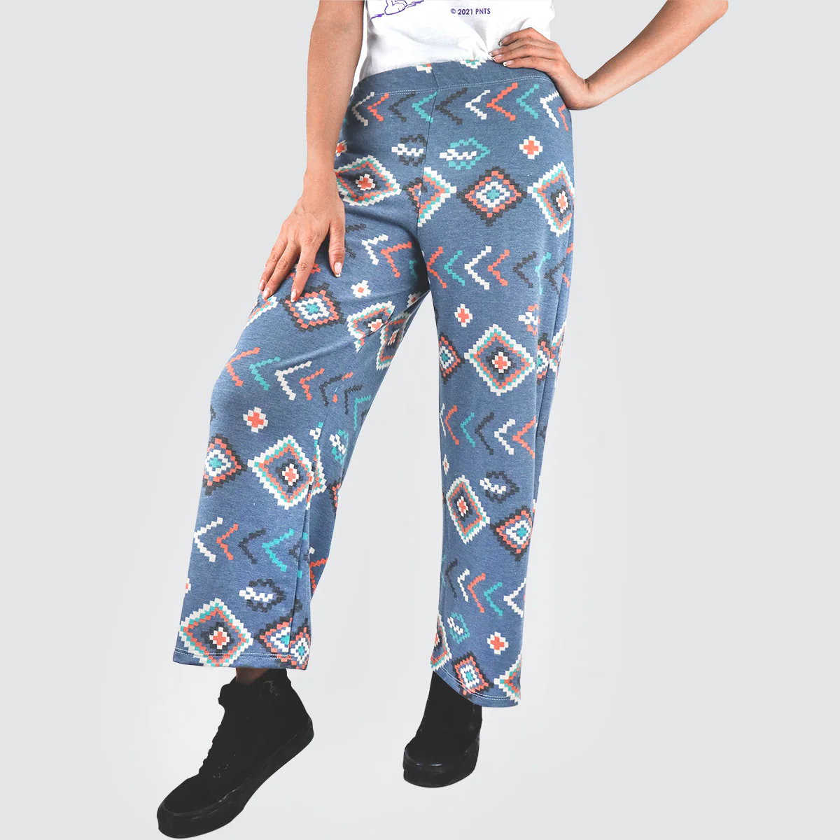 Pantalón Casual color Azul con Estampado para Dama