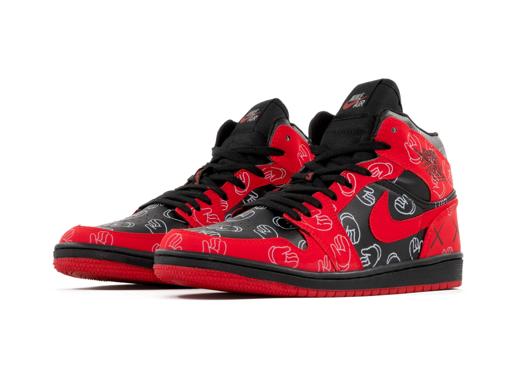 Tenis Retro 1 Negro Rojo Manitas