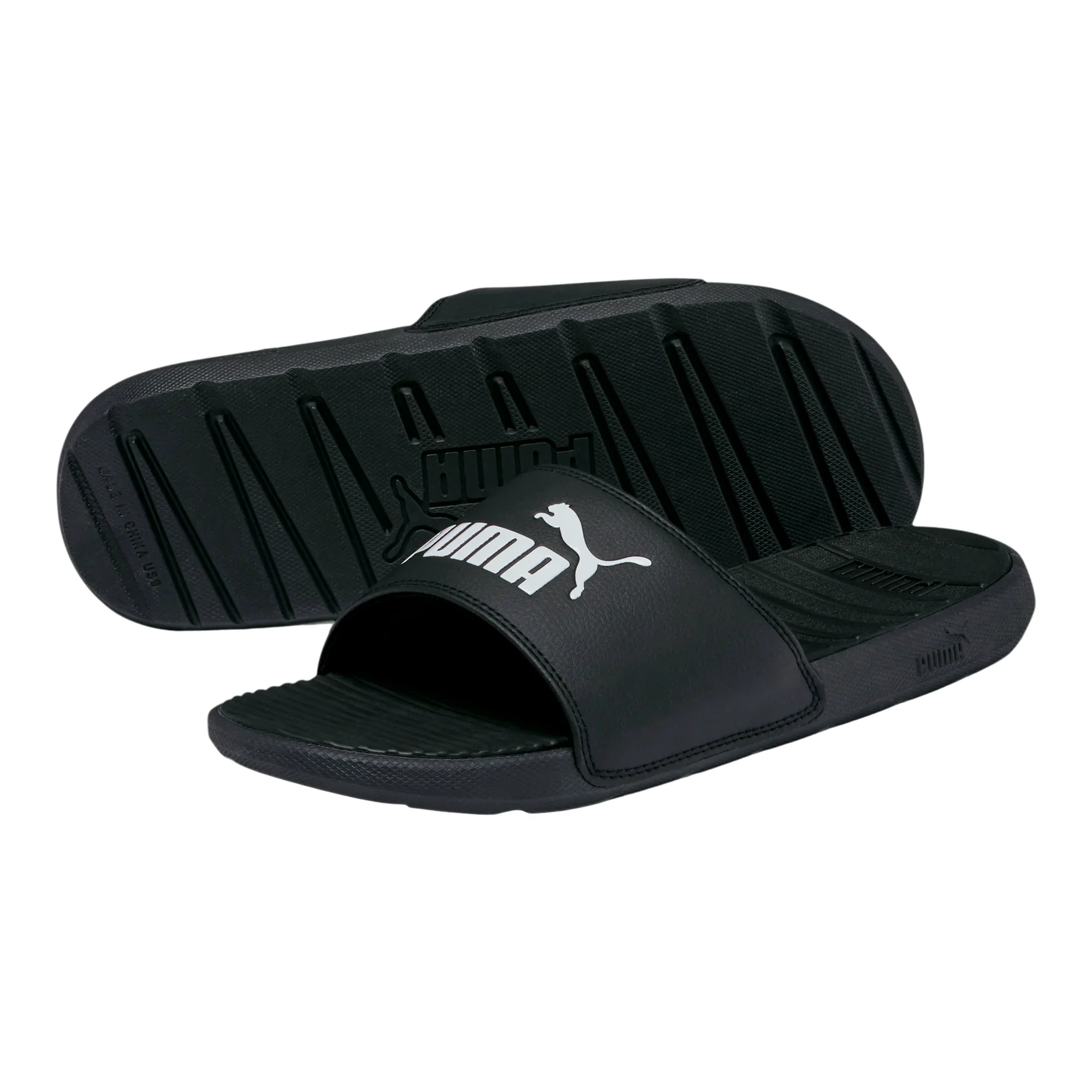 PUMA Cool Cat Men's Slides- BLACK/WHITE