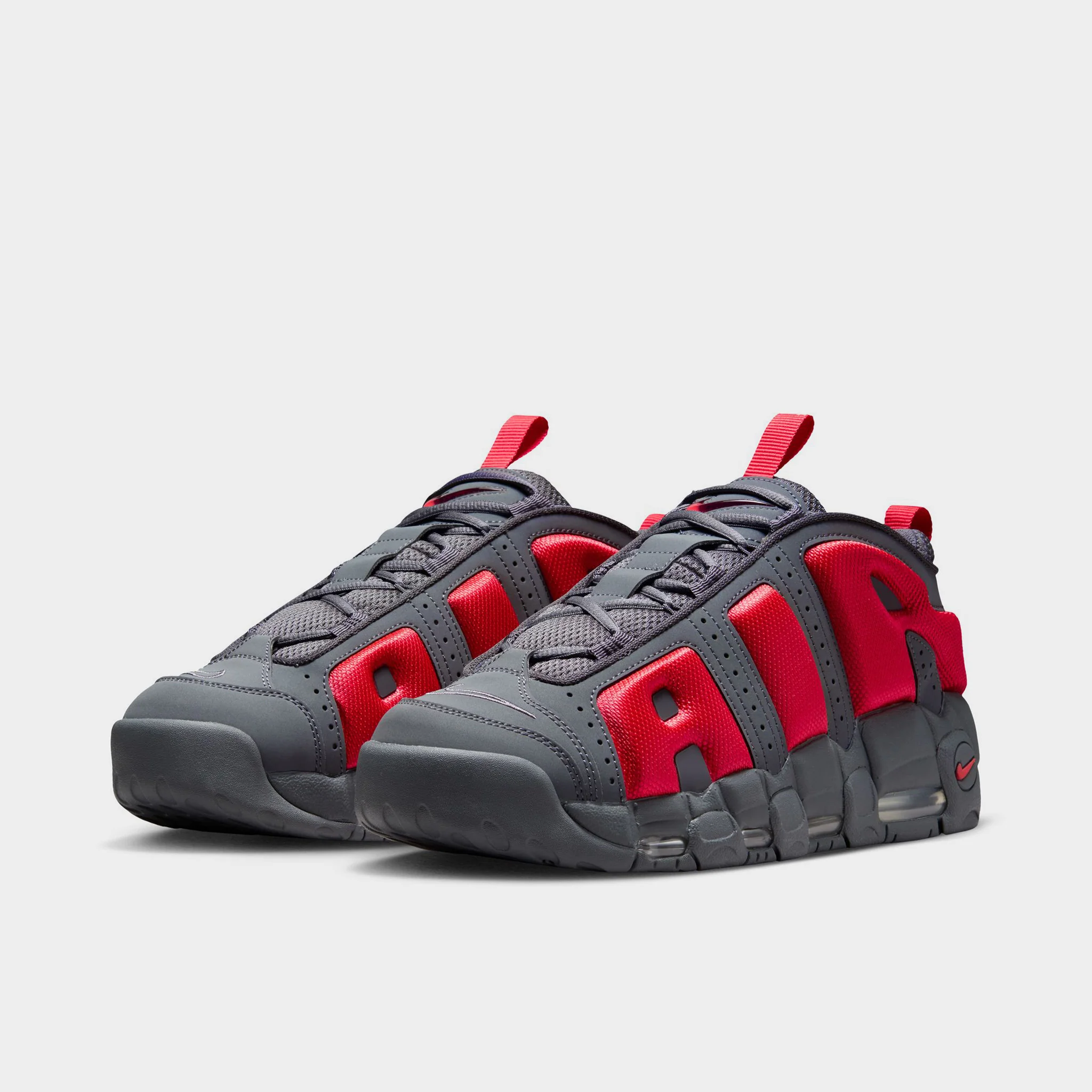 Nike Air More Uptempo Low Dark Grey / Crimson - Metallic Sil