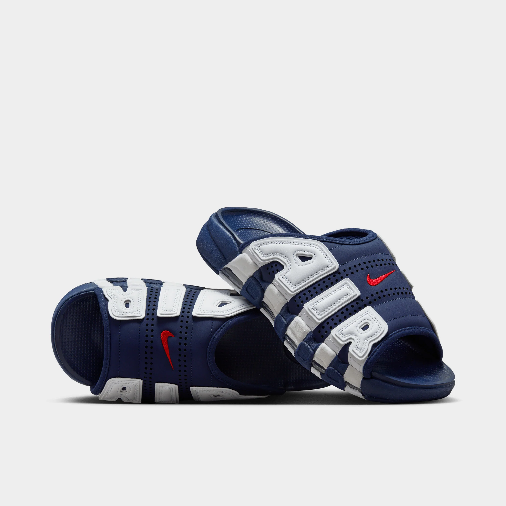Nike Air More Uptempo Slide Midnight Navy / University Red - White