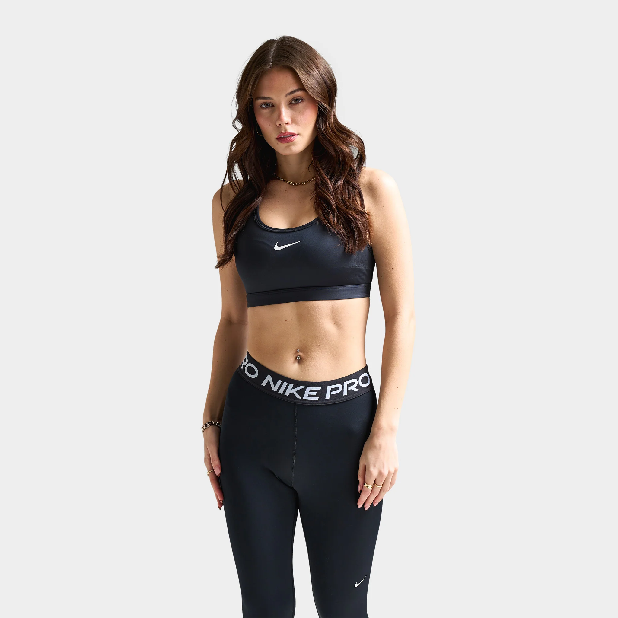 Nike Women's Swoosh Medium Support Padded Sports Bra Black / White