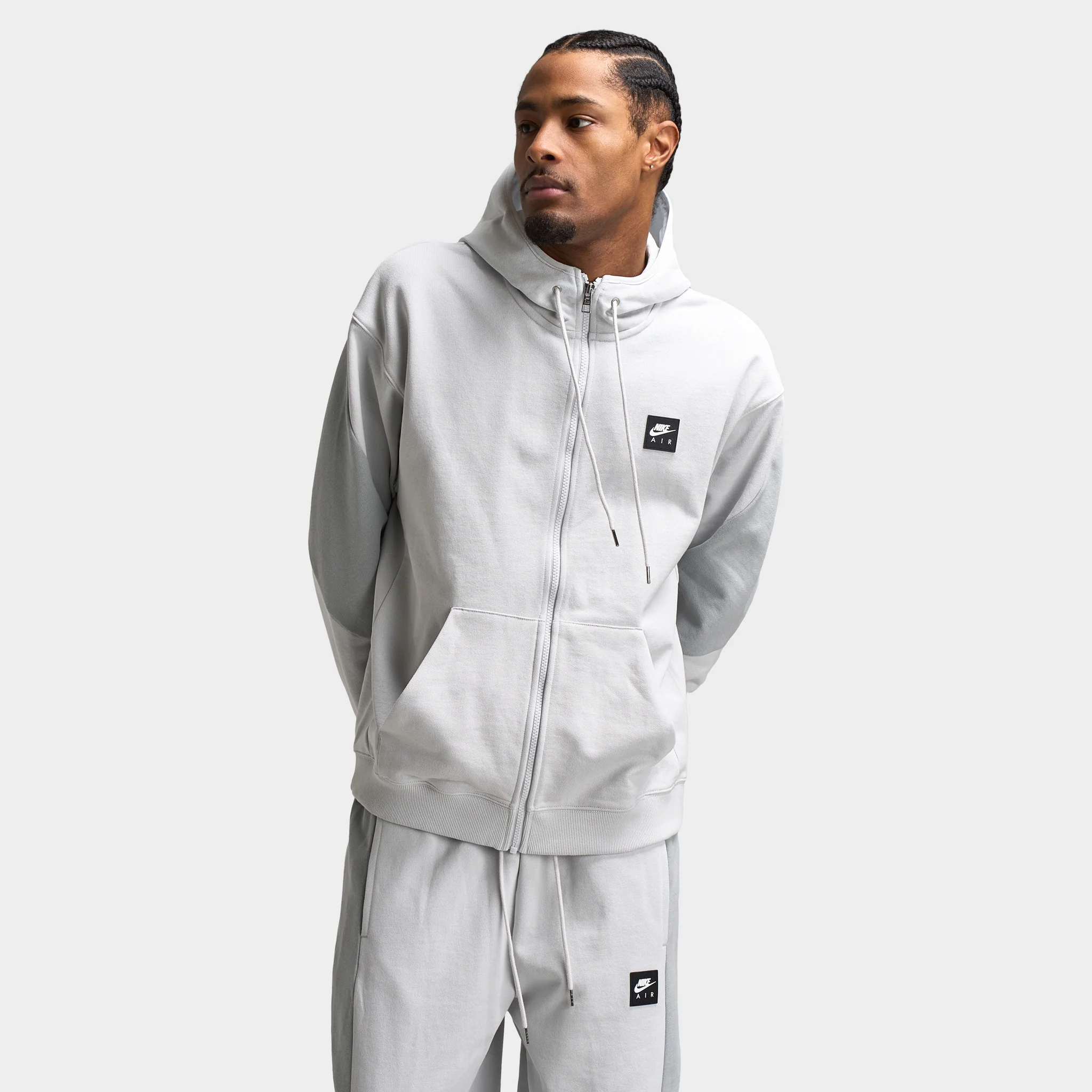 Nike Air Fleece Full Zip Hoodie Photon Dust / Lt Smoke Grey - Hyper Royal