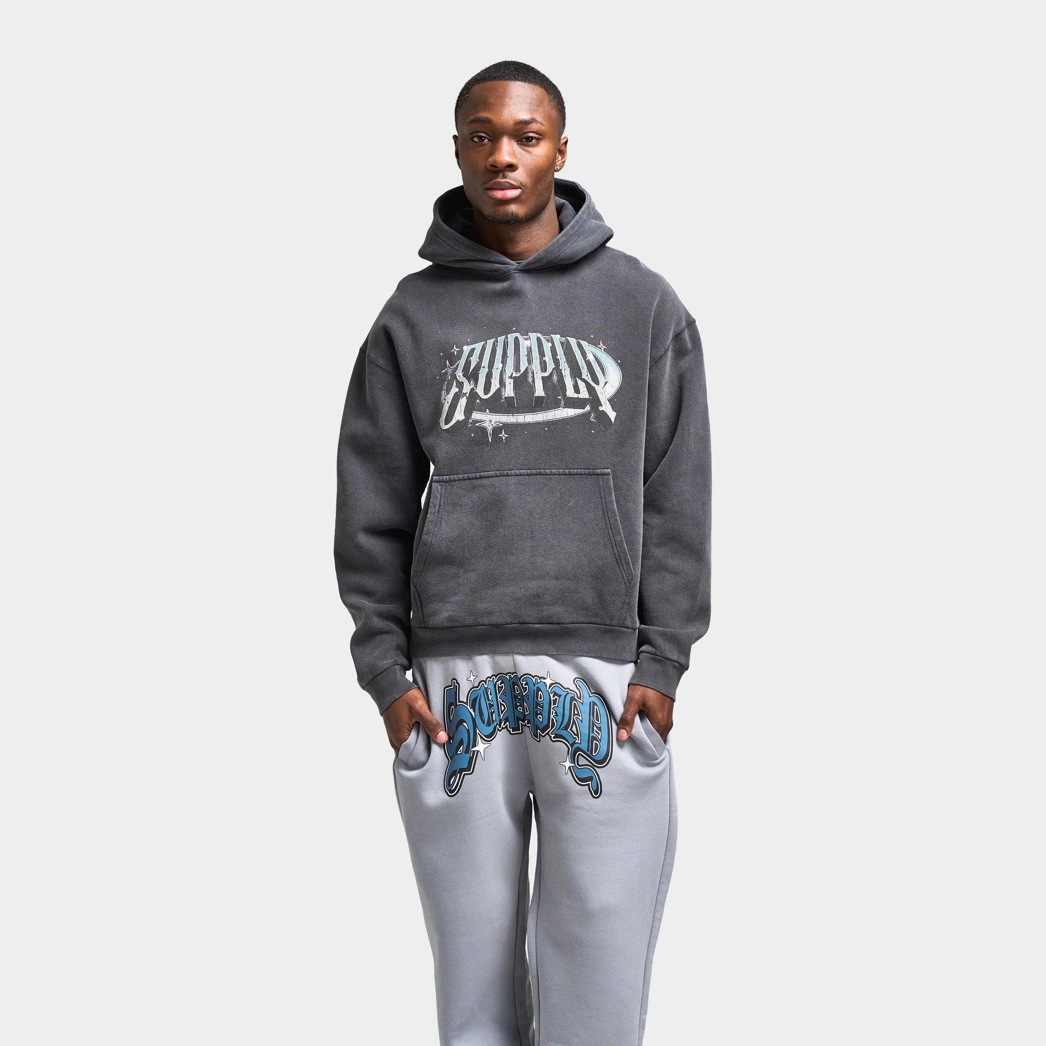 Supply & Demand Chrome Star Pullover Hoodie / Washed Black