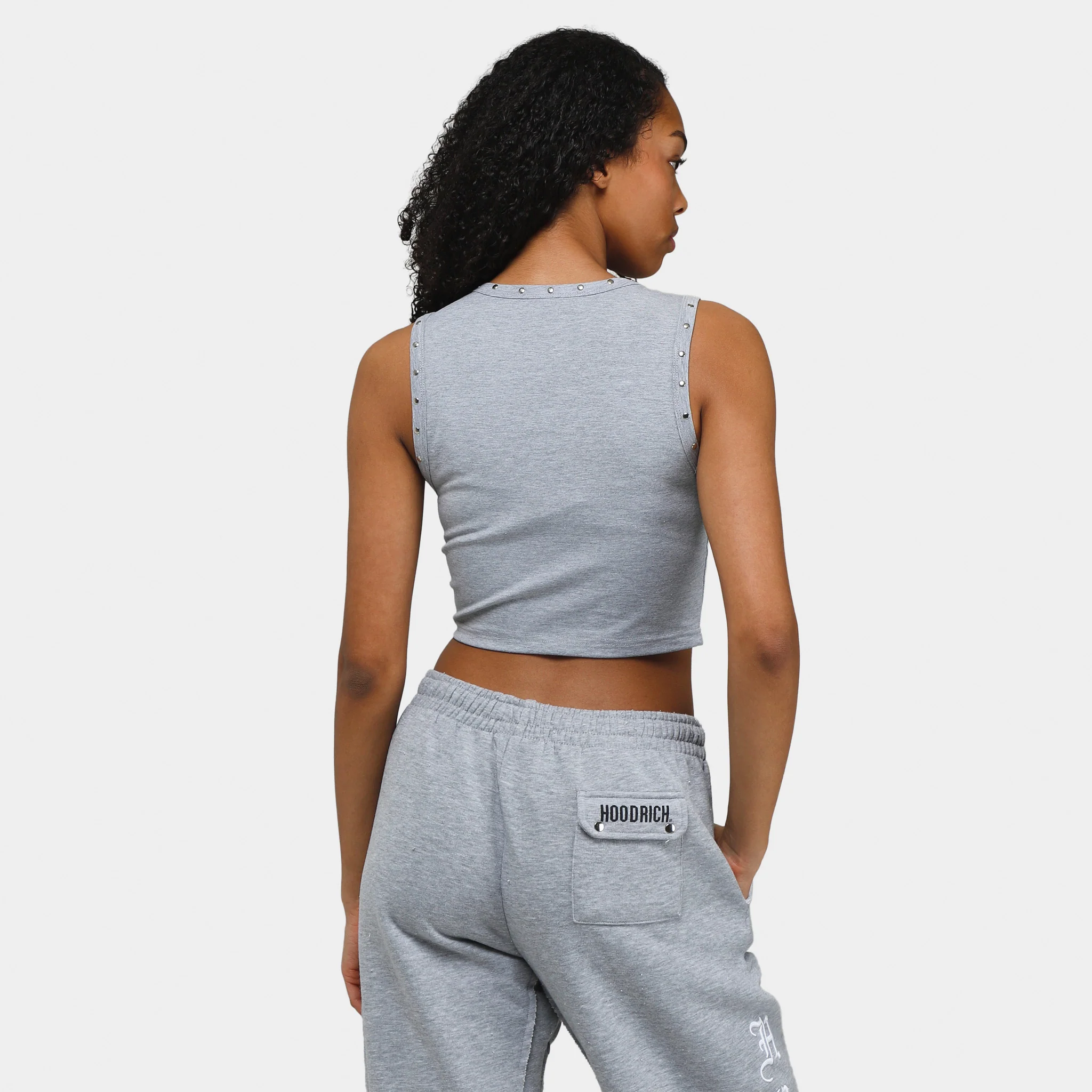 Hoodrich Women's OG Dusk Cropped Tank Top Heather Grey / White