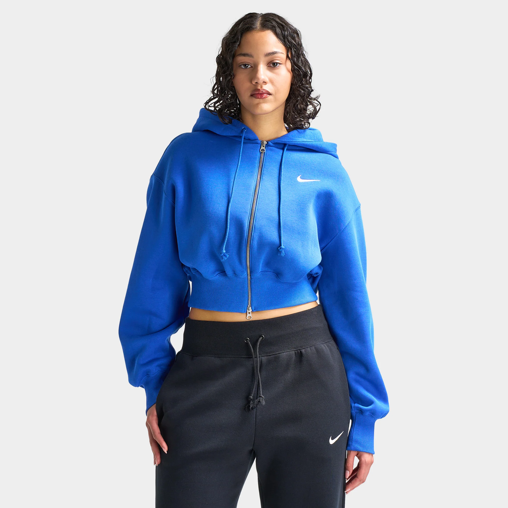 Nike Sportswear Women's Phoenix Fleece Loose Crop Full-Zip Hoodie Game Royal / Sail