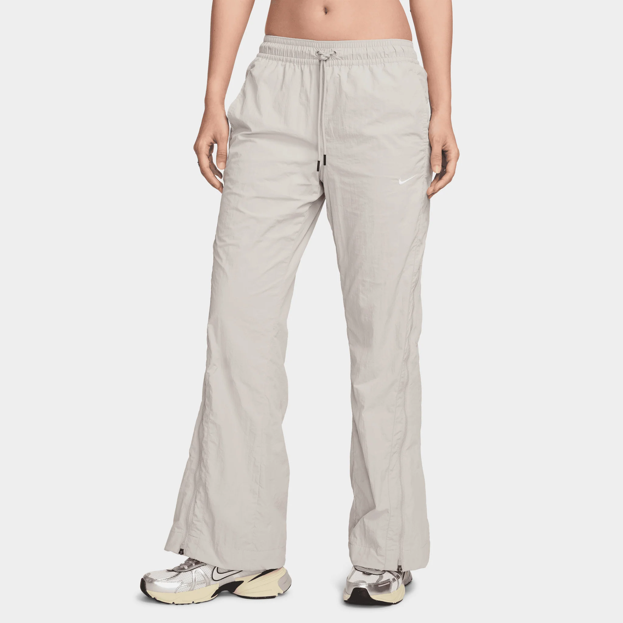 Nike Sportswear Women's Mid-Rise Repel Zip Pants Lt Iron Ore / White