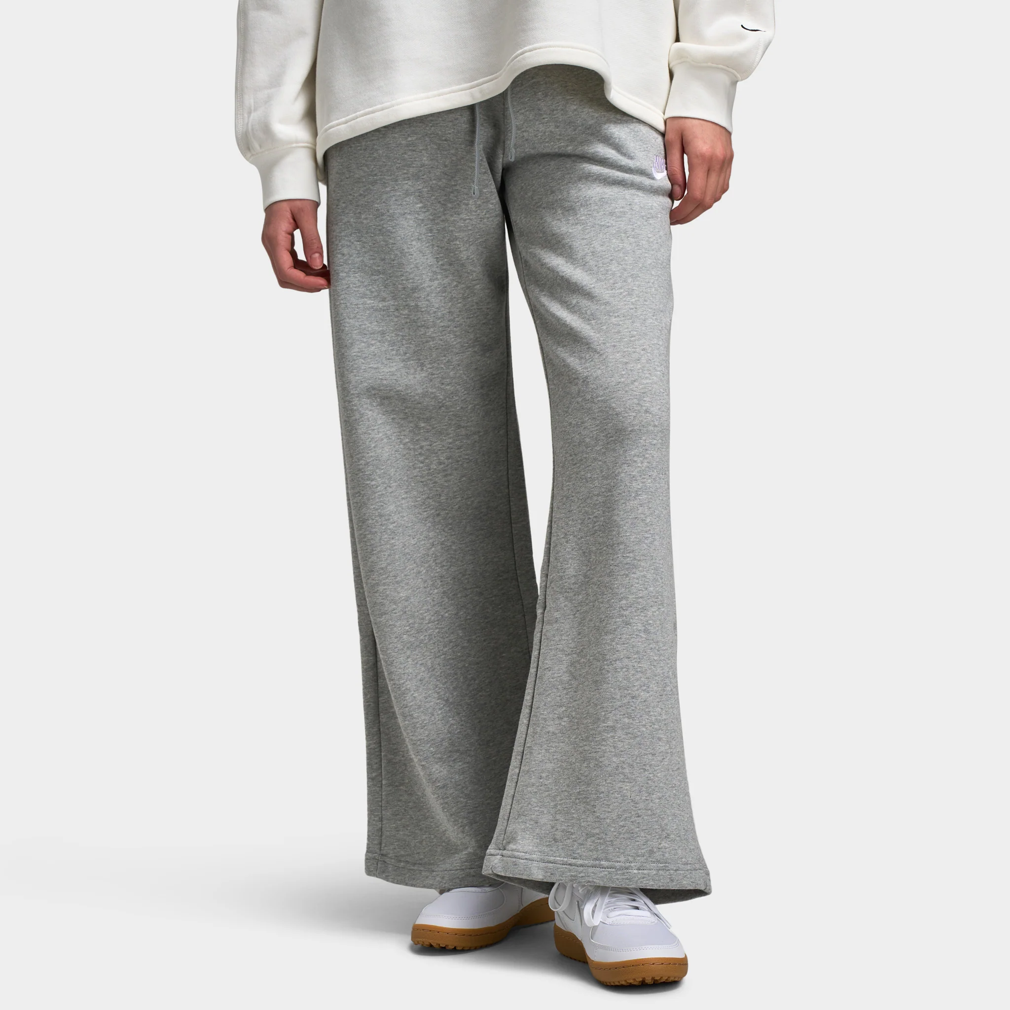 Nike Sportswear Women's Club Fleece Wide-Leg Sweatpants Dark Grey Heather / White
