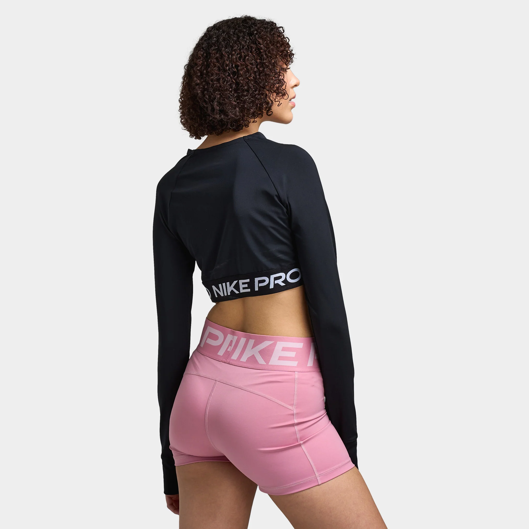 Nike Women's Pro 365 Dri-FIT Cropped Long Sleeve Top Black / White