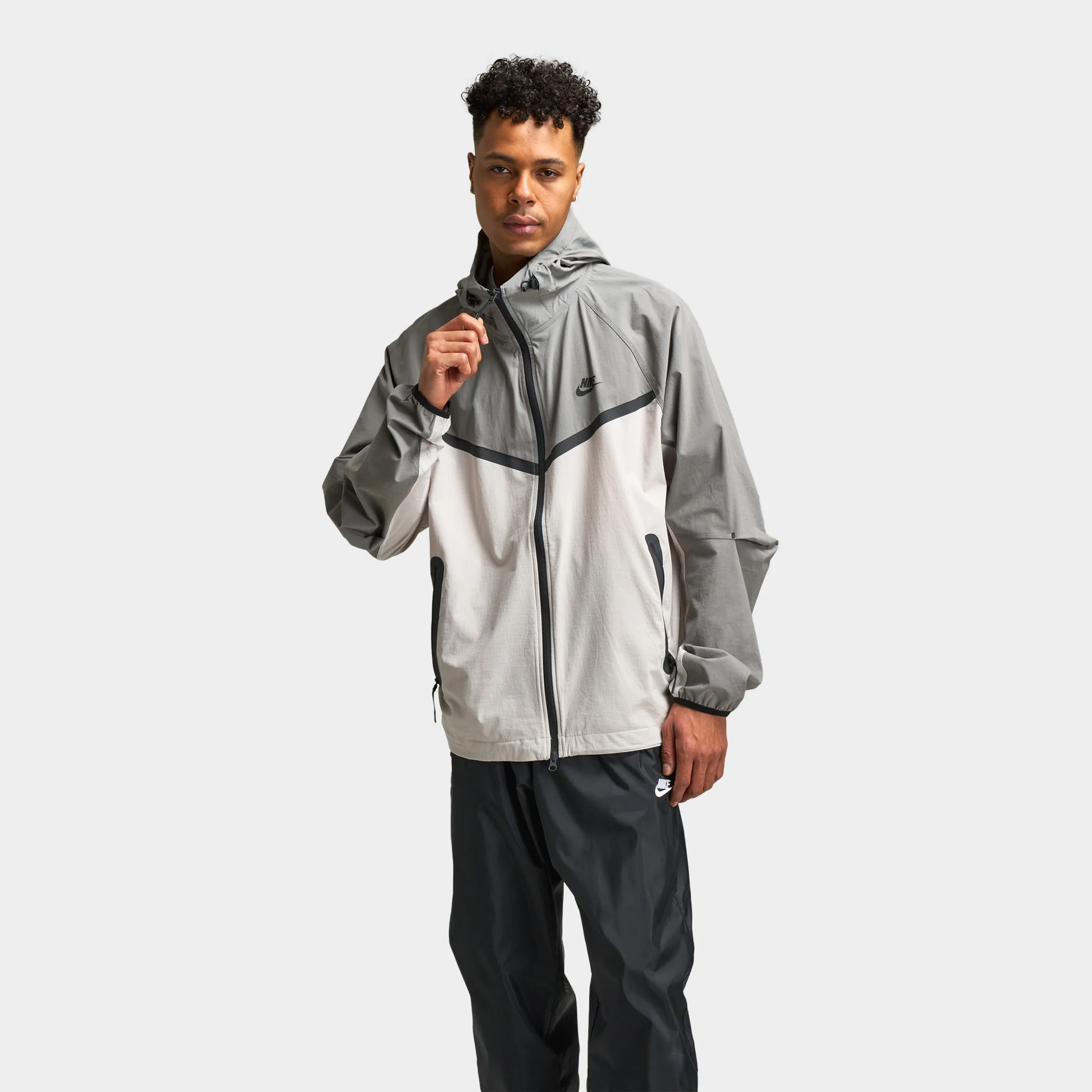 Nike Tech Woven Full Zip Windrunner Jacket Light Iron Ore / Flat Pewter - Black