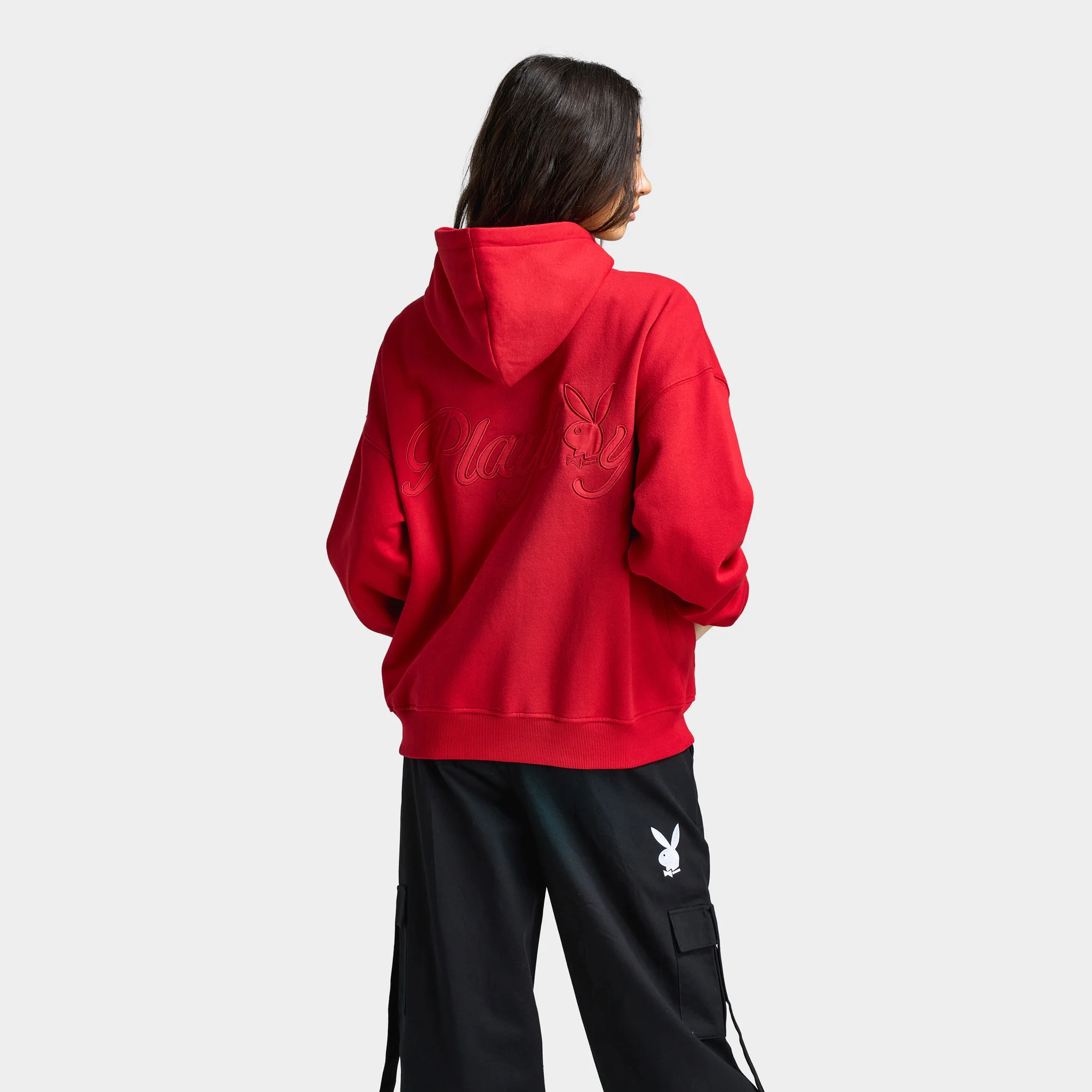 Playboy Script Oversized Hoodie / Red