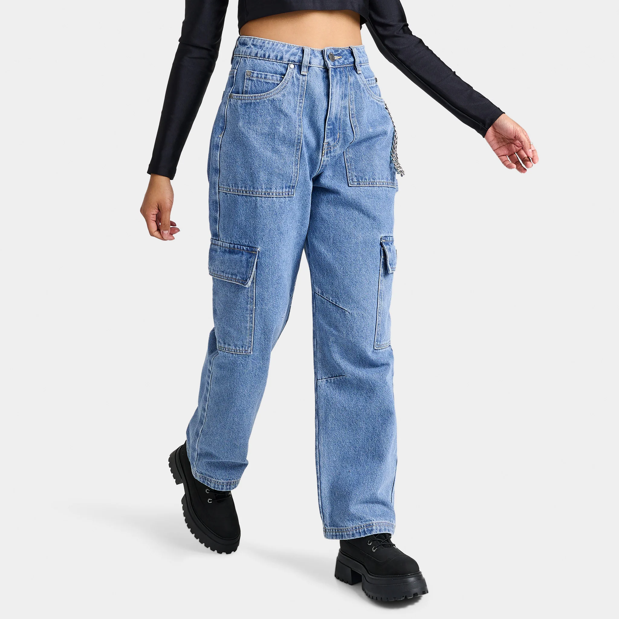 Supply & Demand Women's Superior Denim Cargo Pants / Blue