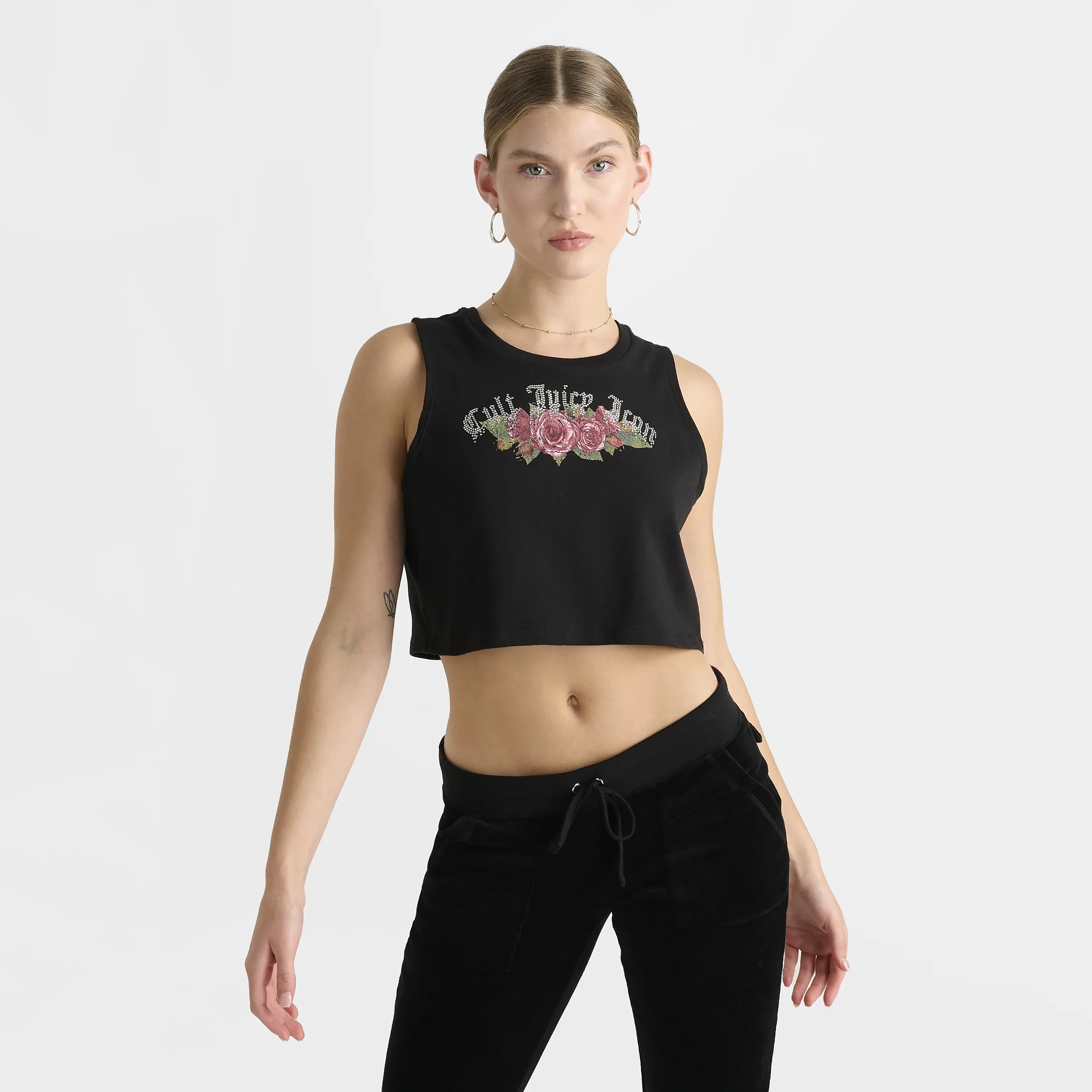 Juicy Couture Women's Cropped Fitted Graphic Tank / Black