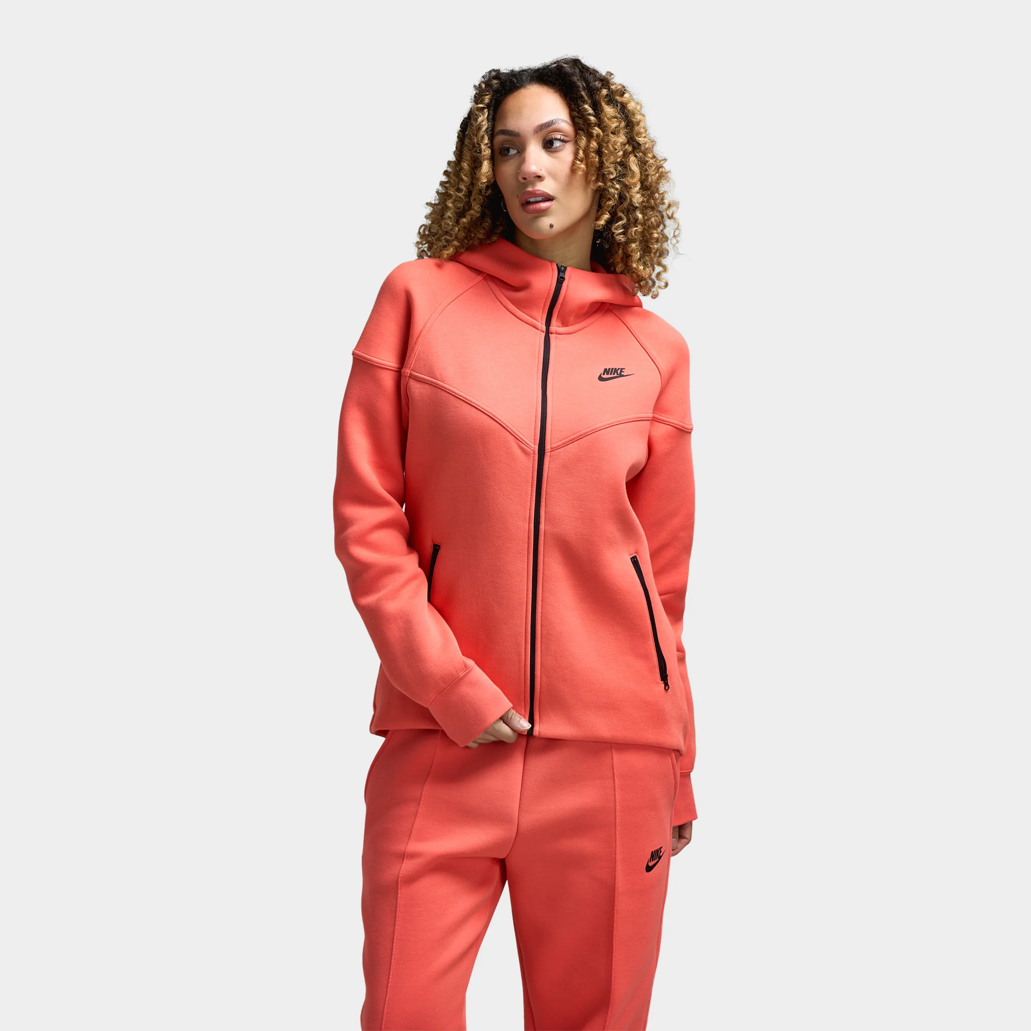 Nike Sportswear Women's Tech Fleece Full Zip Windrunner Hoodie Magic Ember / Black