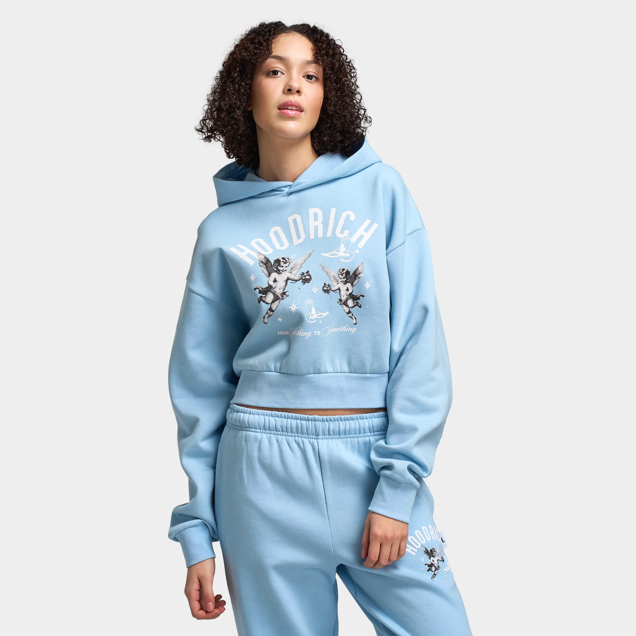 Hoodrich Women's Grace Rhinestone Boxy Hoodie Clear Sky / White